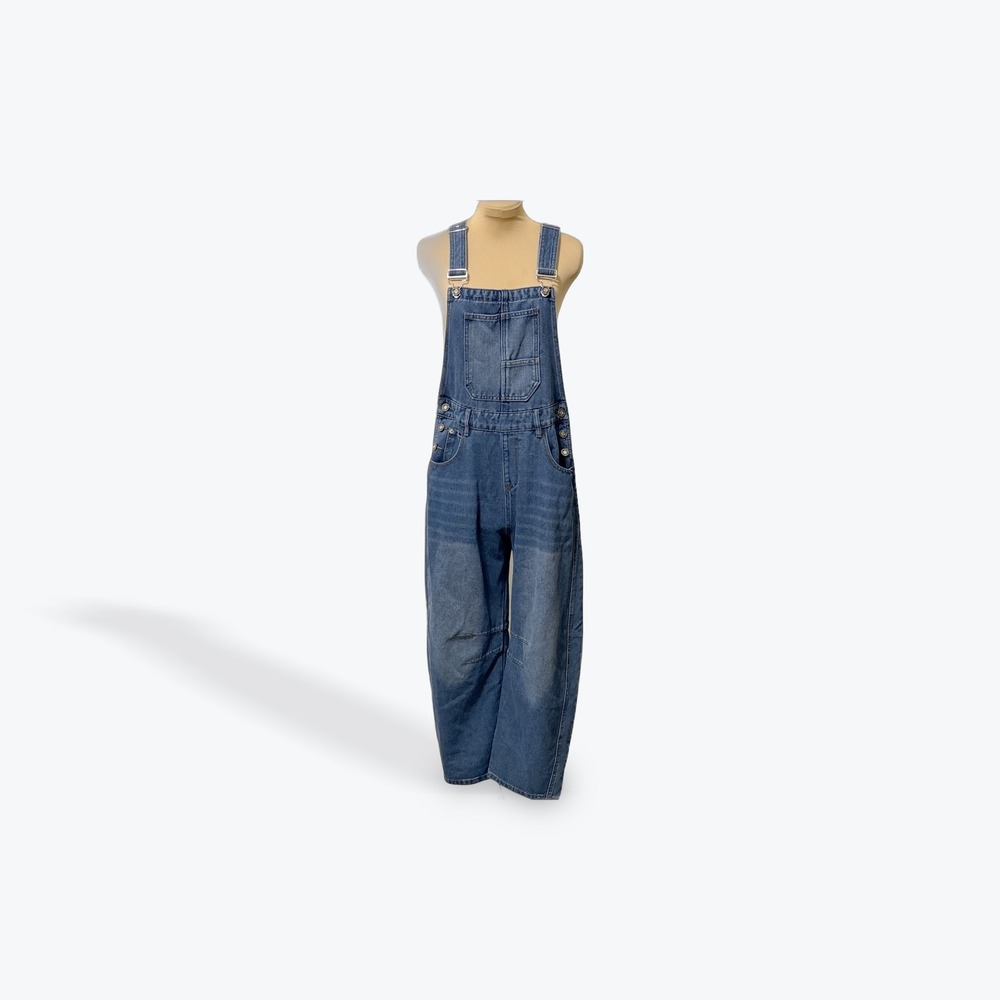 Qazel Vorrlon Denim Overalls Medium Wide‎ Leg Button Fly Jeans Women's